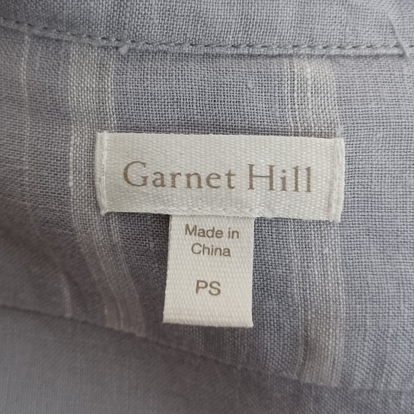 Garnet Hill Striped 100% Linen Button Down Front Contemporary Tunic Top - Picture 7 of 13